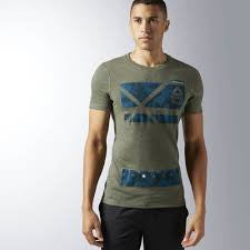 RCF PERFORMANCE BLEND GRAPHIC TEE IN GREEN